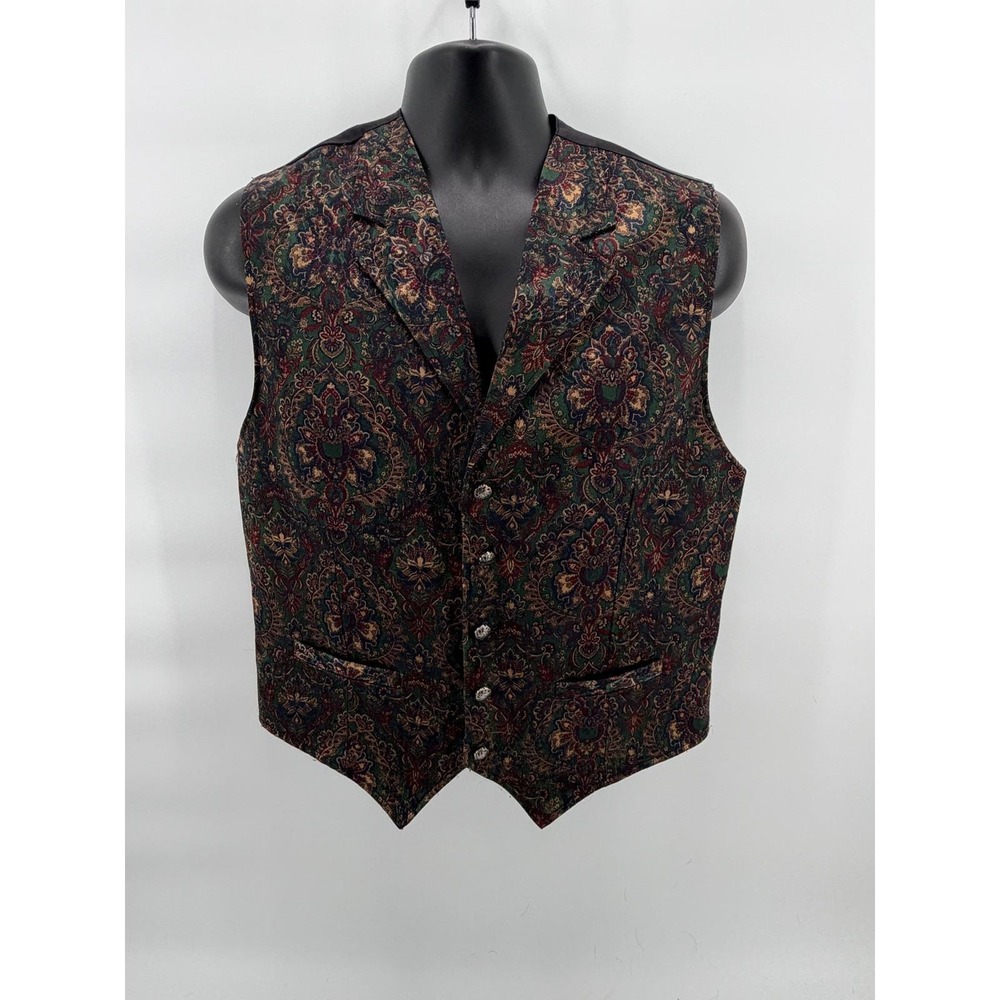 Wah Maker Frontier Vest Mens M Made in USA Western Steampunk Victorian Brocade